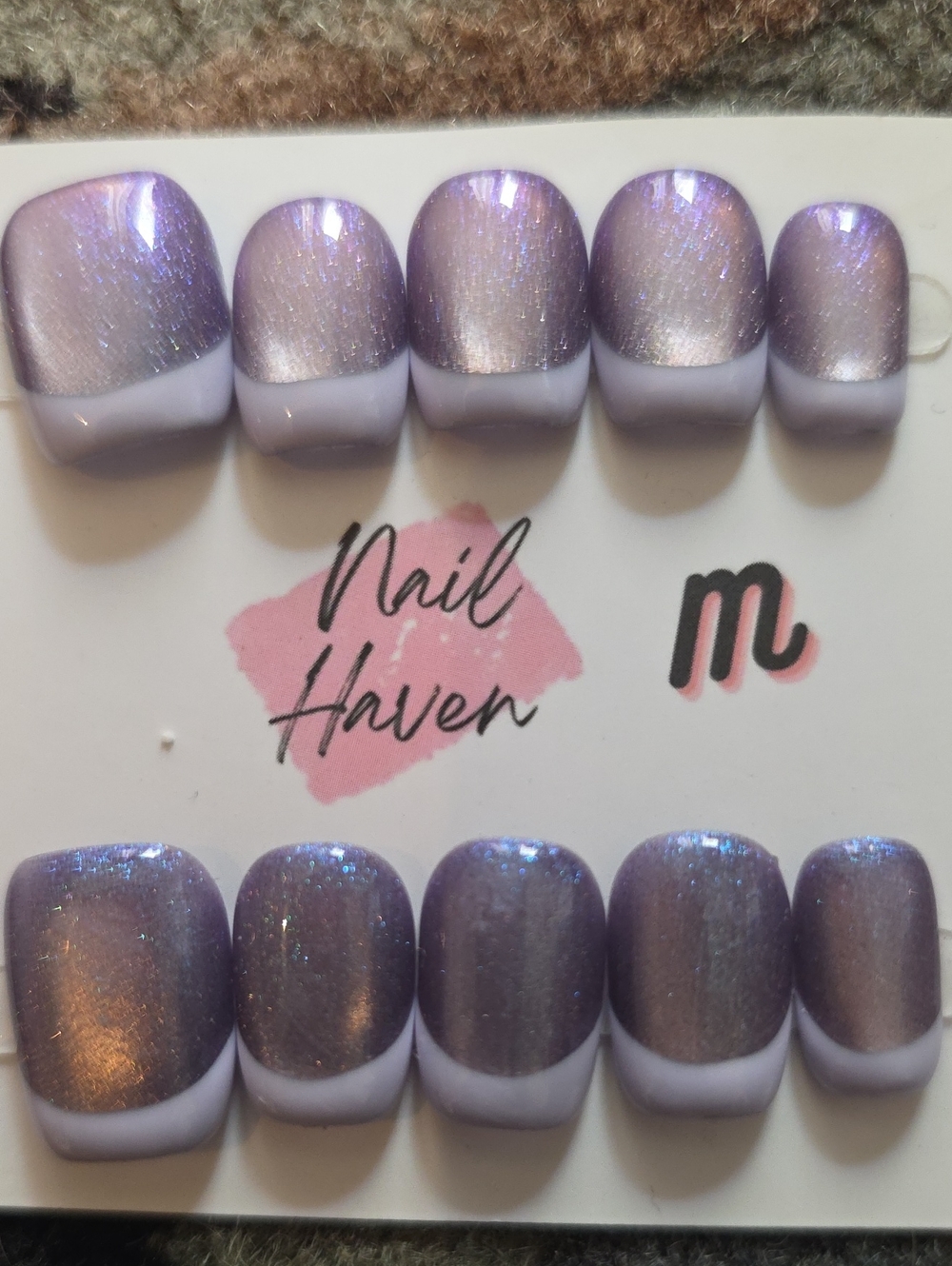 Lavender Shimmer Press-On Nail Set Size Med